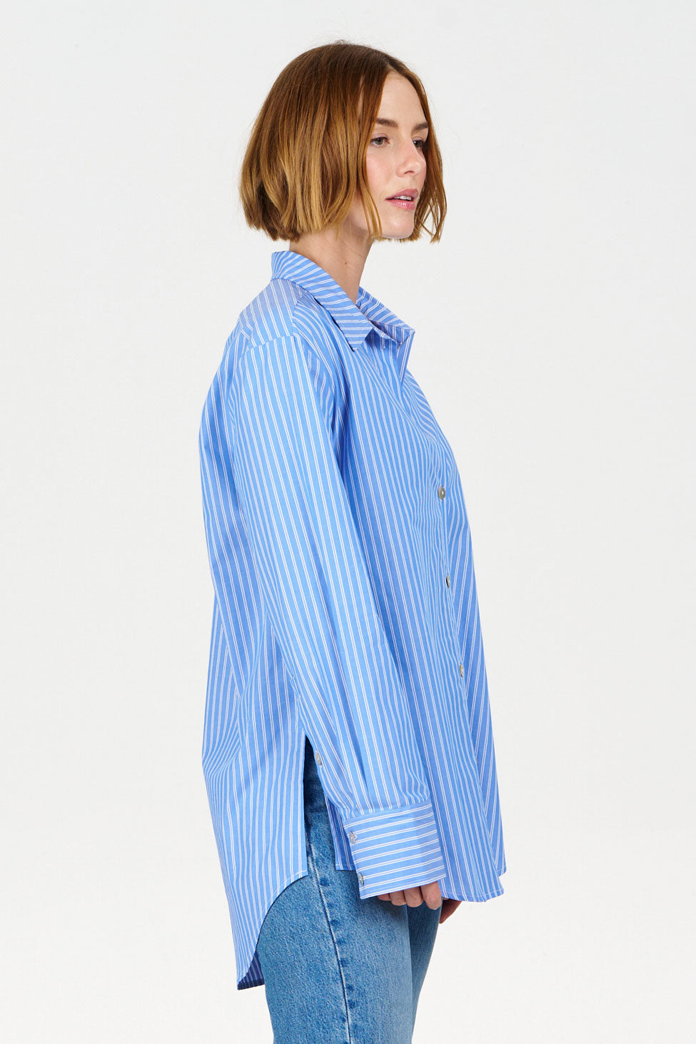 BUSBY Organic Cotton Shirt - Blue Stripe