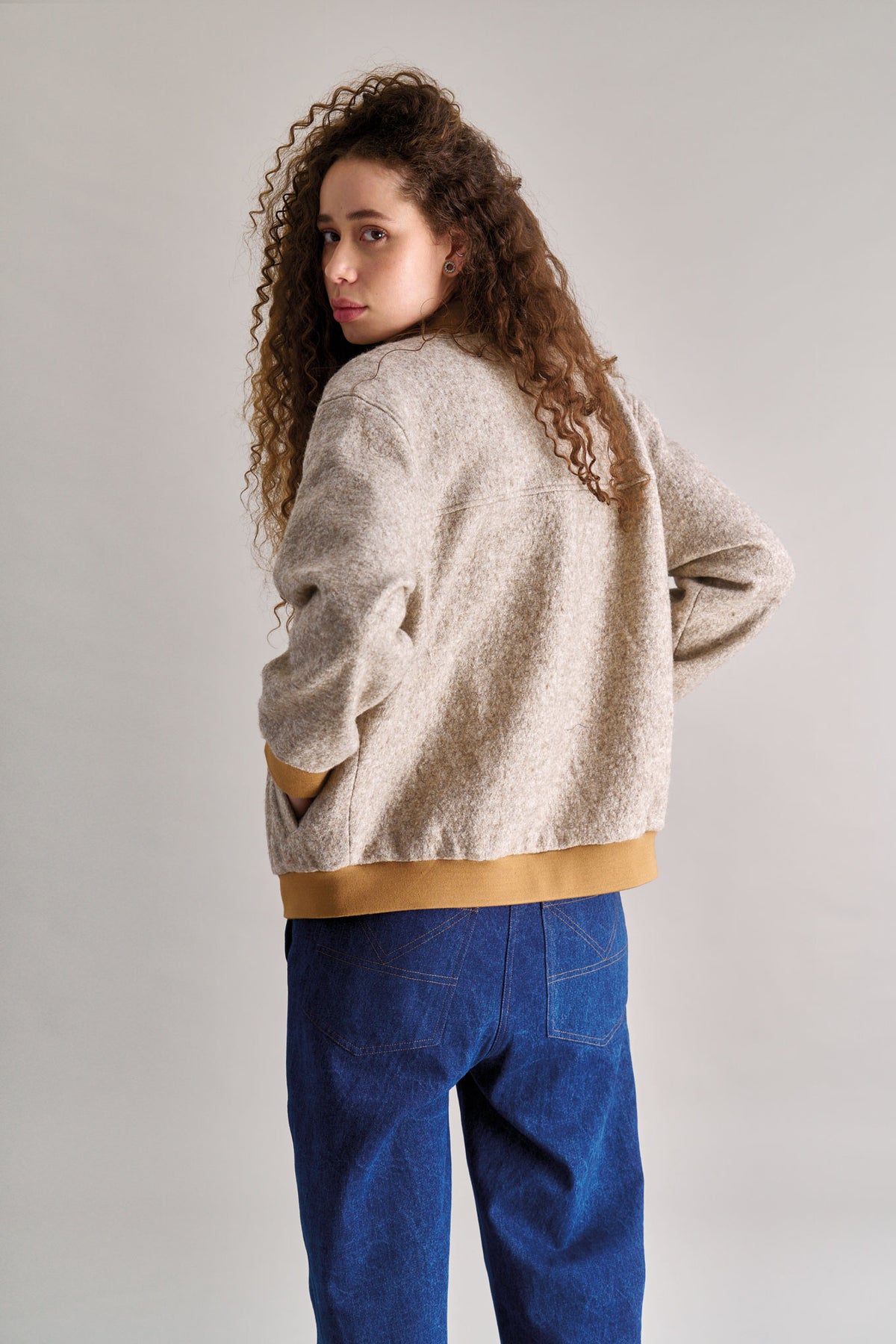 MAGGIE Recycled Wool Blend Jacket - Sand