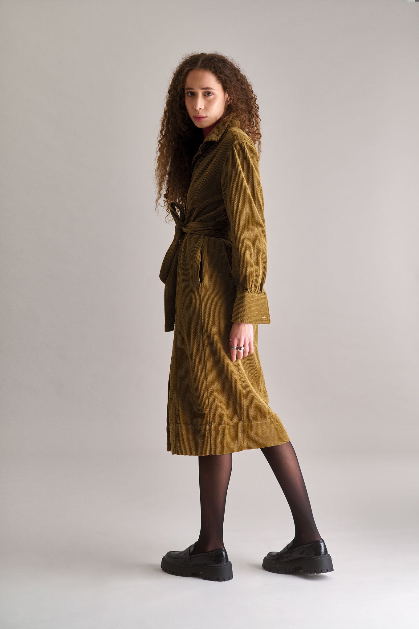 HARITTI Organic Cotton Cord Dress - Olive