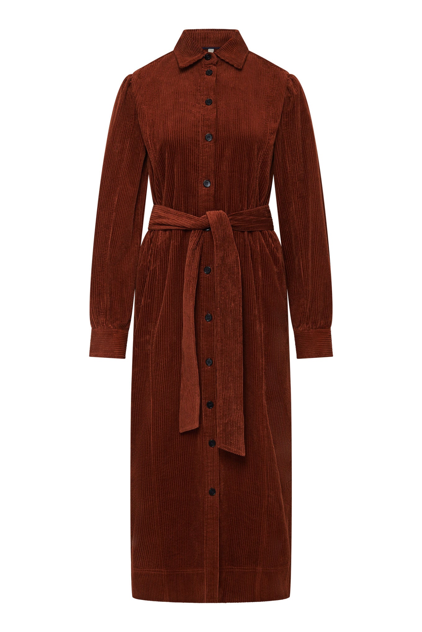 REINA - Organic Cotton Cord Dress Chestnut