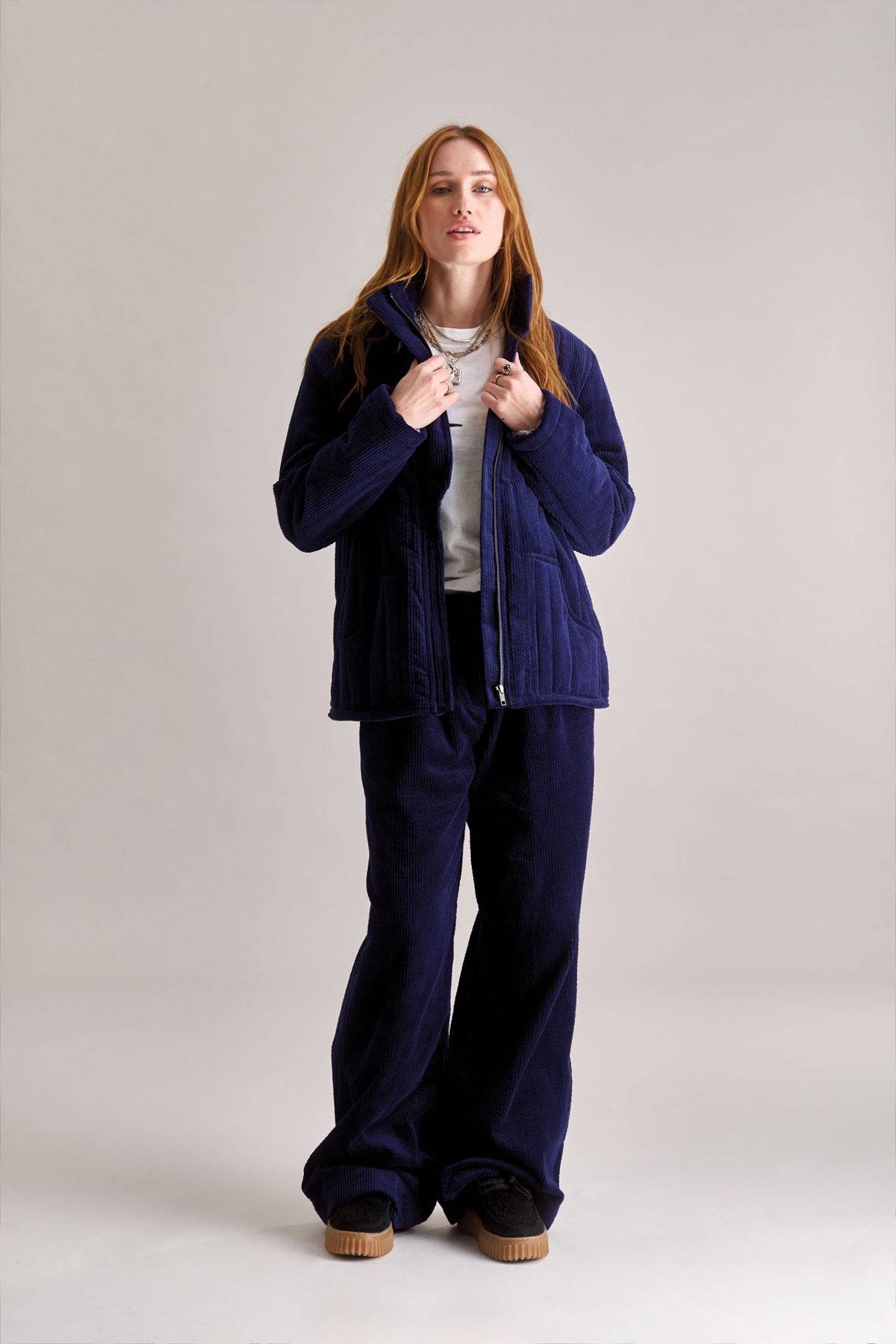 GEORGIA Organic Cotton Cord Coat - Navy