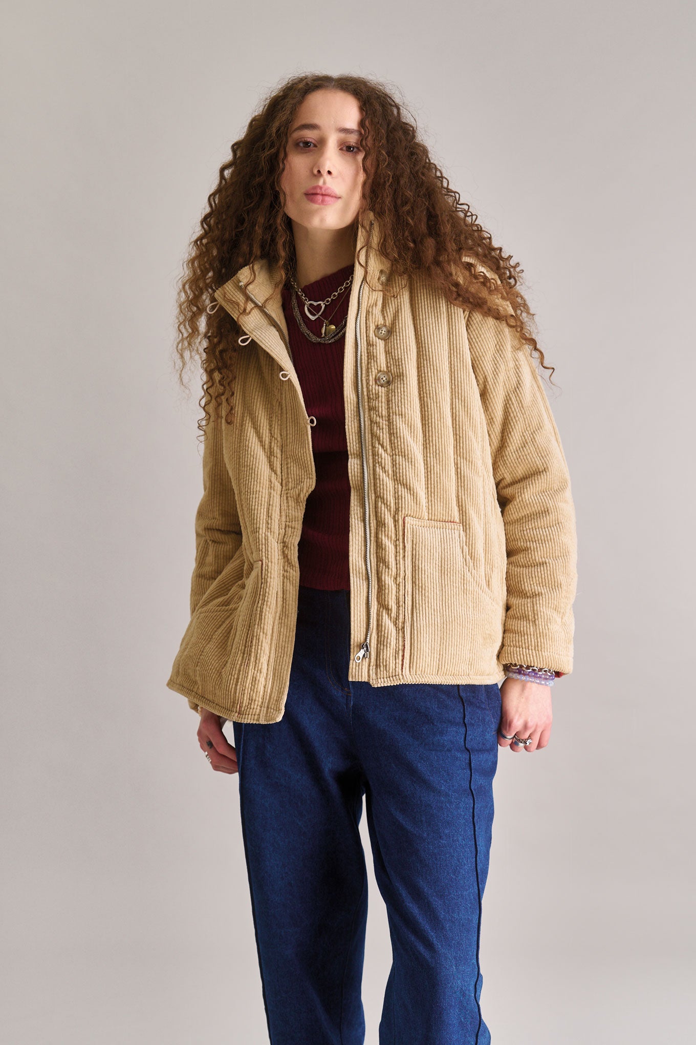 GEORGIA Organic Cotton Cord Coat - Croissant
