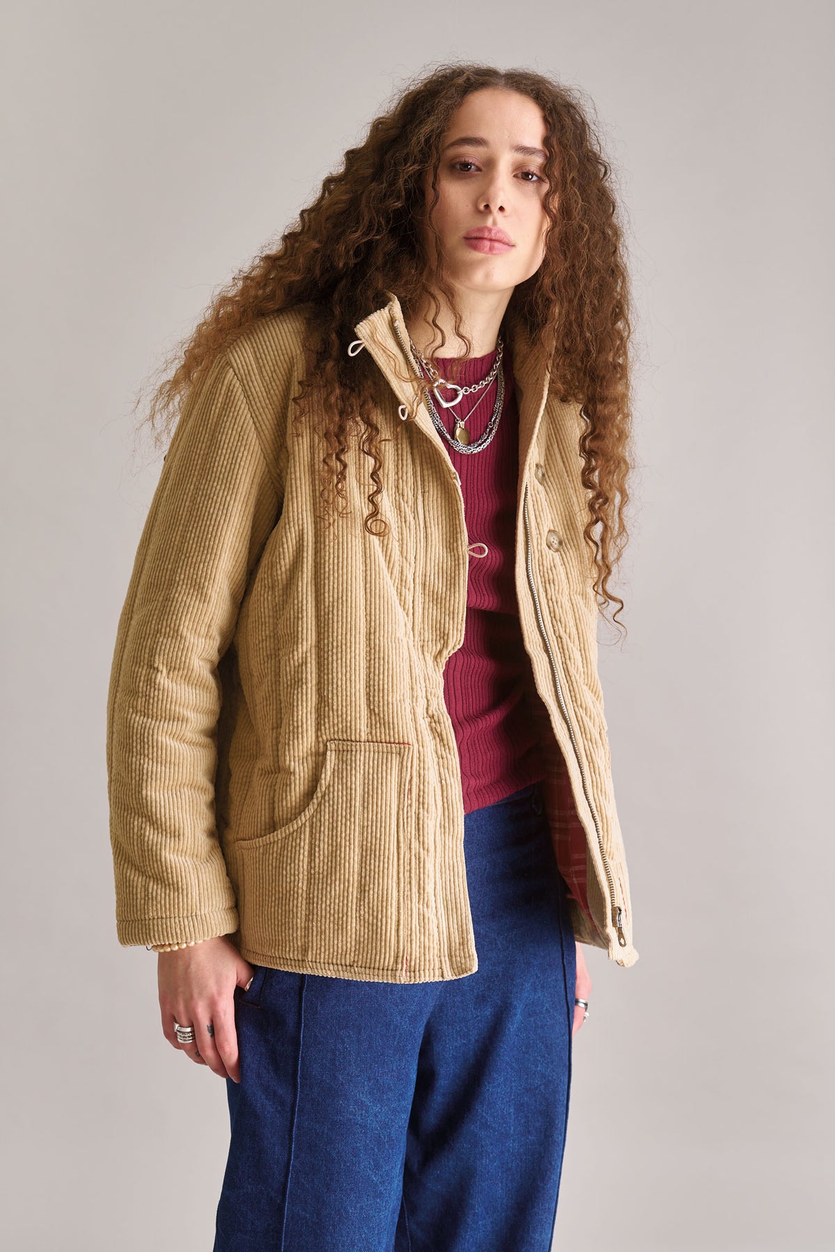 GEORGIA Organic Cotton Cord Coat - Croissant