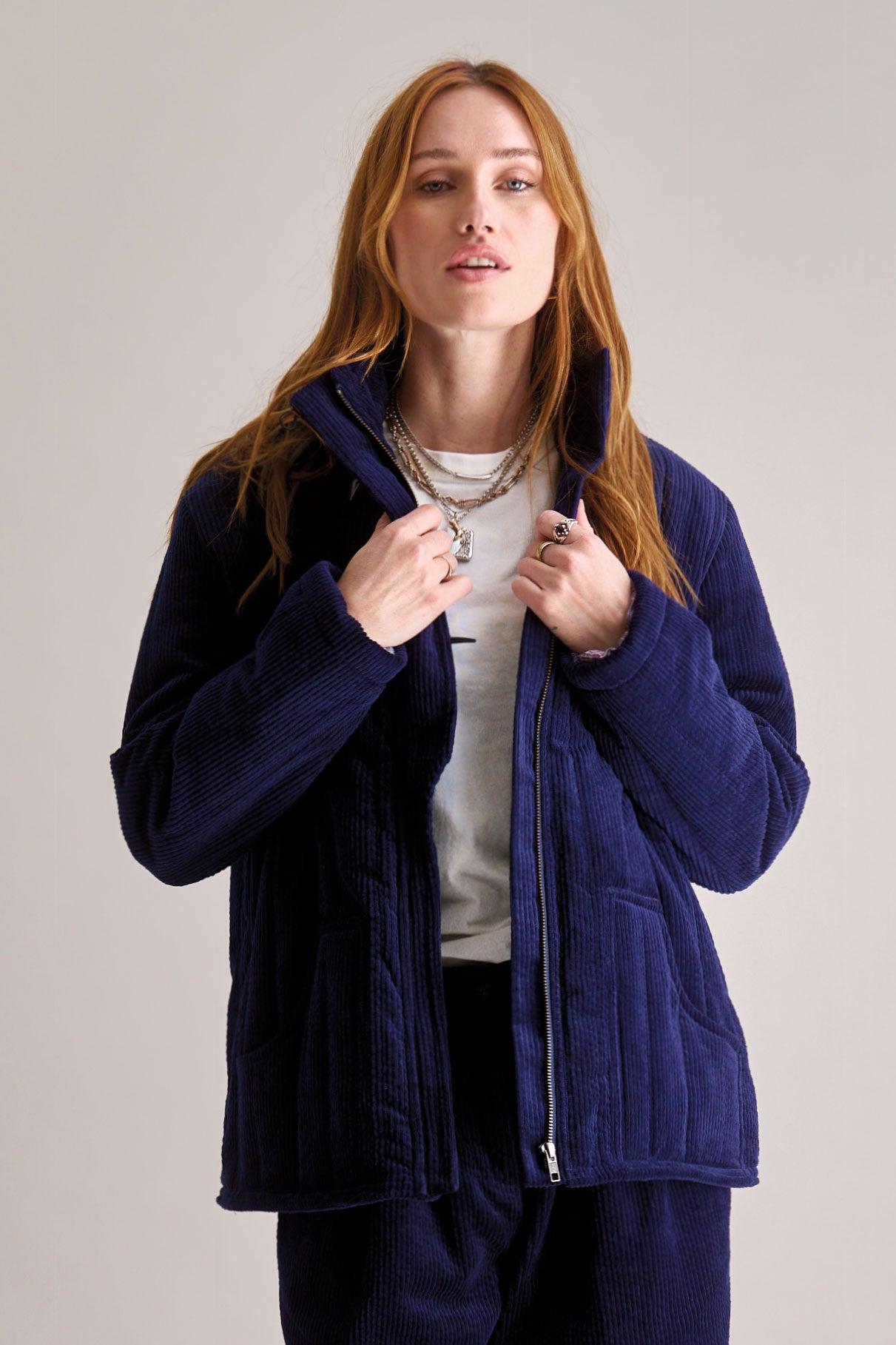 GEORGIA Organic Cotton Cord Coat - Navy