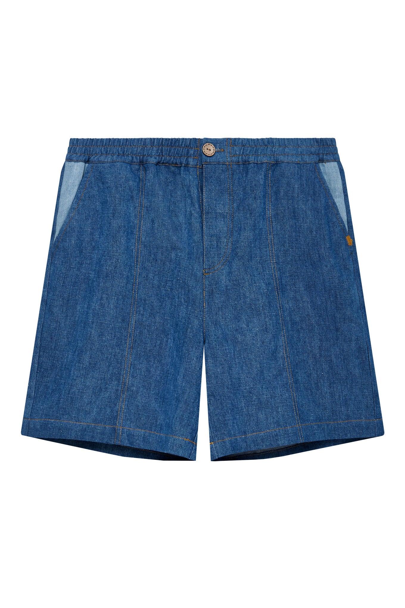 MARIO - Linen Shorts Blue Patchwork