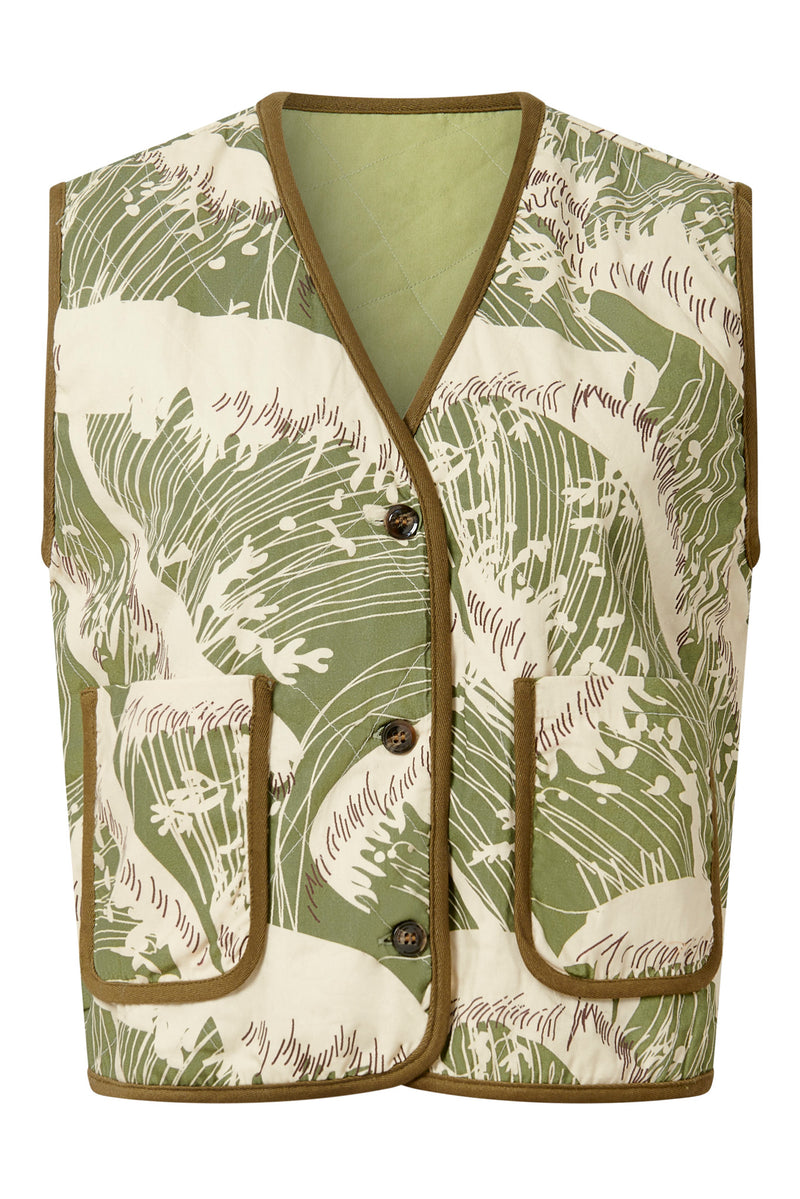 WAVE - Organic Cotton Reversible Gilet - Sage / Green