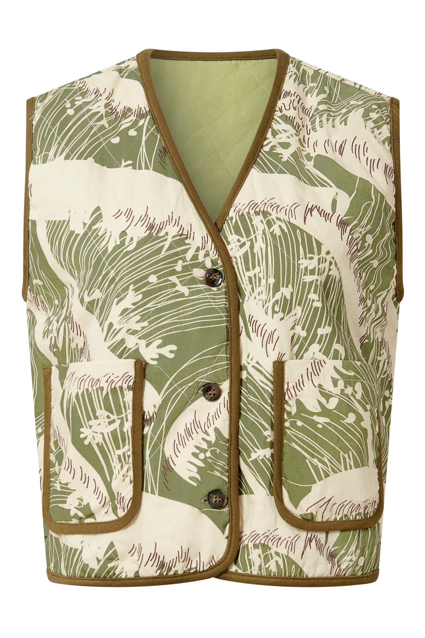 WAVE - Organic Cotton Reversible Gilet - Sage / Green