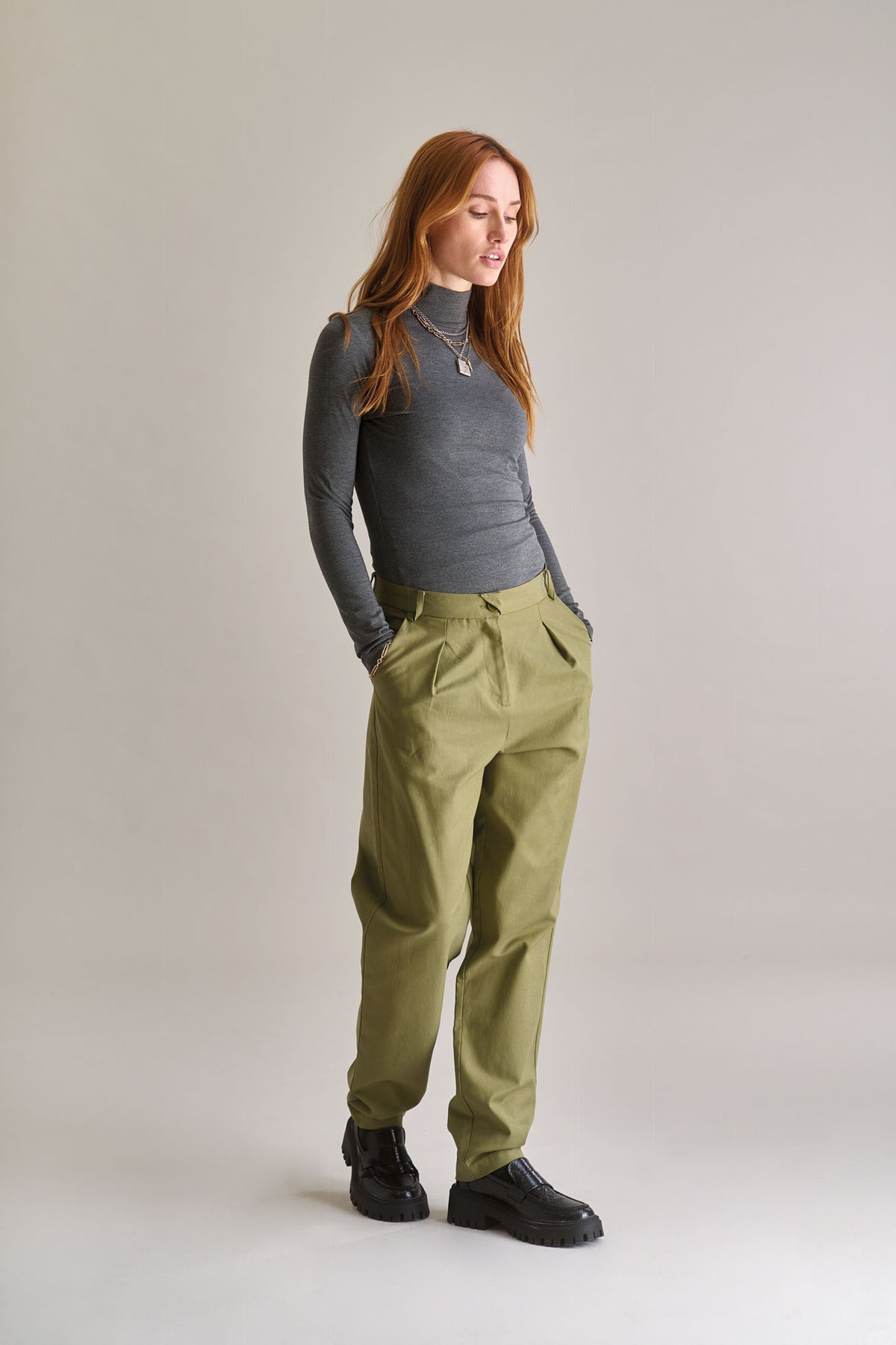 LYLA Cotton Tencel Trouser - Olive