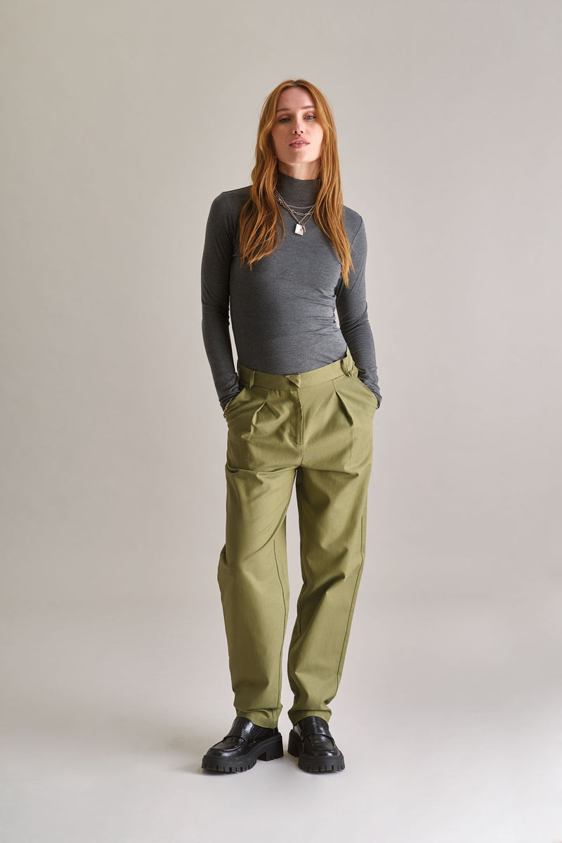 LYLA Cotton Tencel Trouser - Olive
