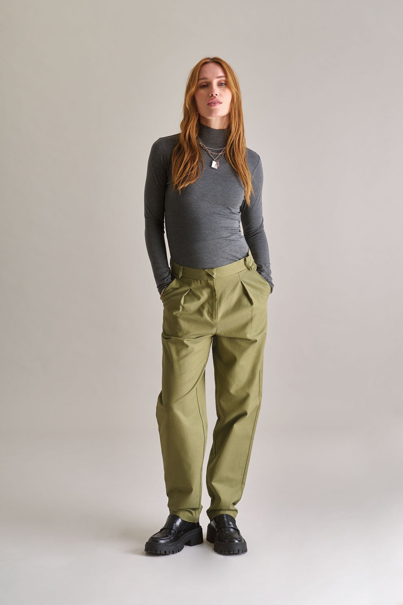 LYLA Cotton Tencel Trouser - Olive