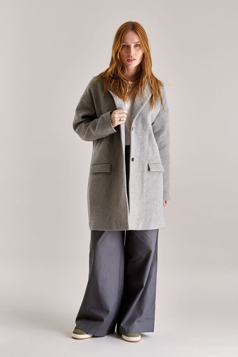 OLIVIA Recycled Wool Poly Coat - Grey