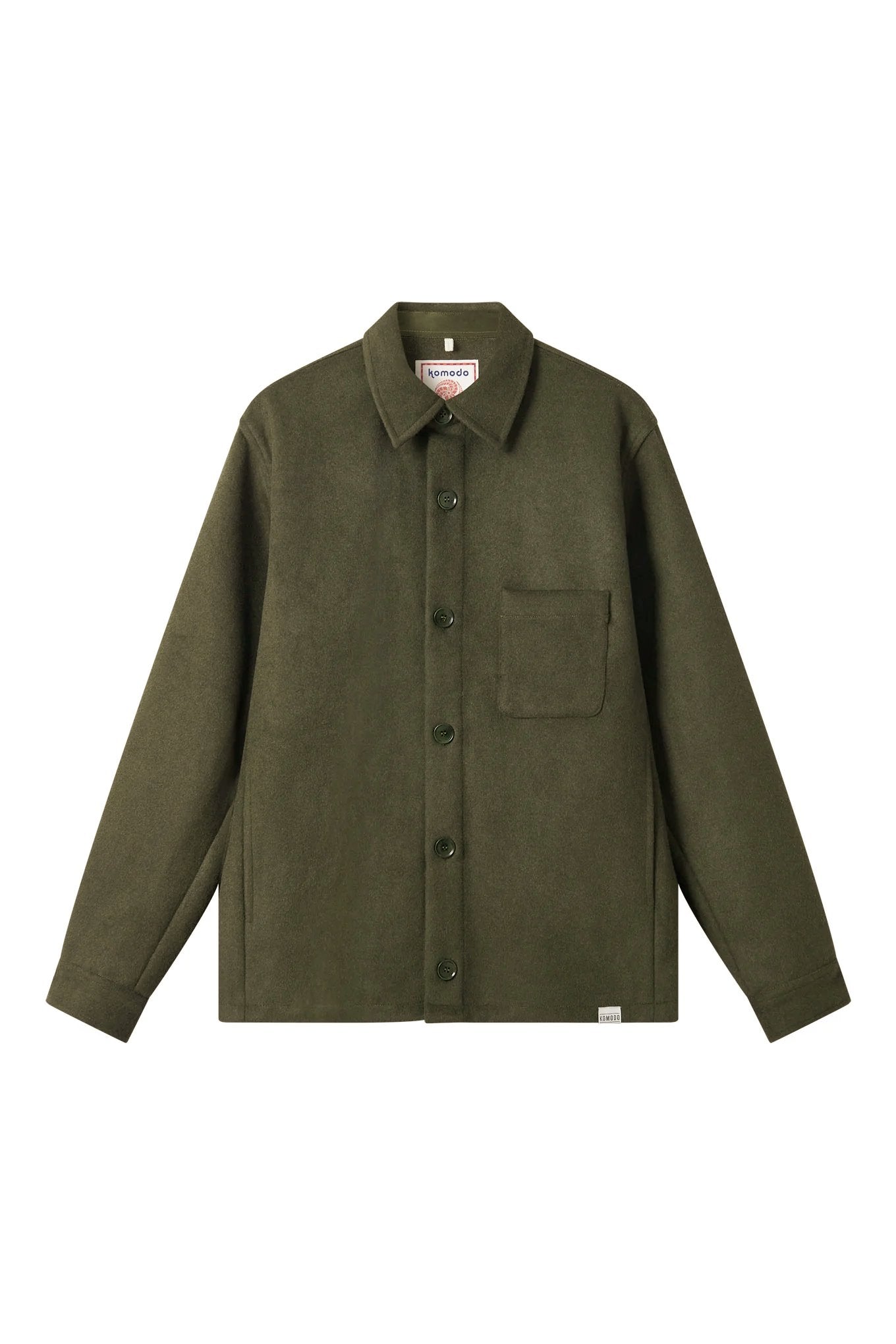 JOHAN Recycled Wool Poly Blend Over Shirt- Olive