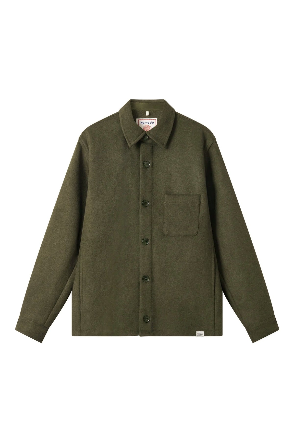 JOHAN Recycled Wool Poly Blend Over Shirt- Olive