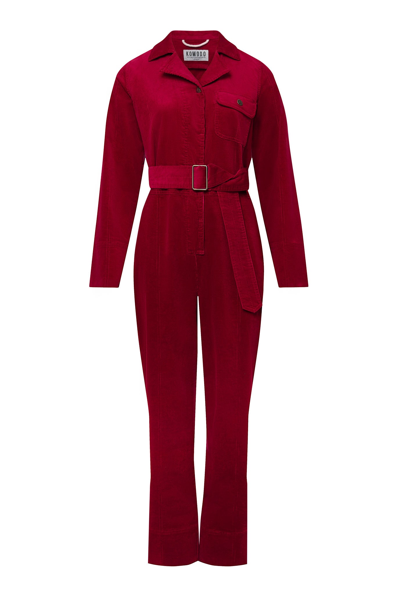 ELECTRA - Organic Cotton Needle Cord Jumpsuit Cherry