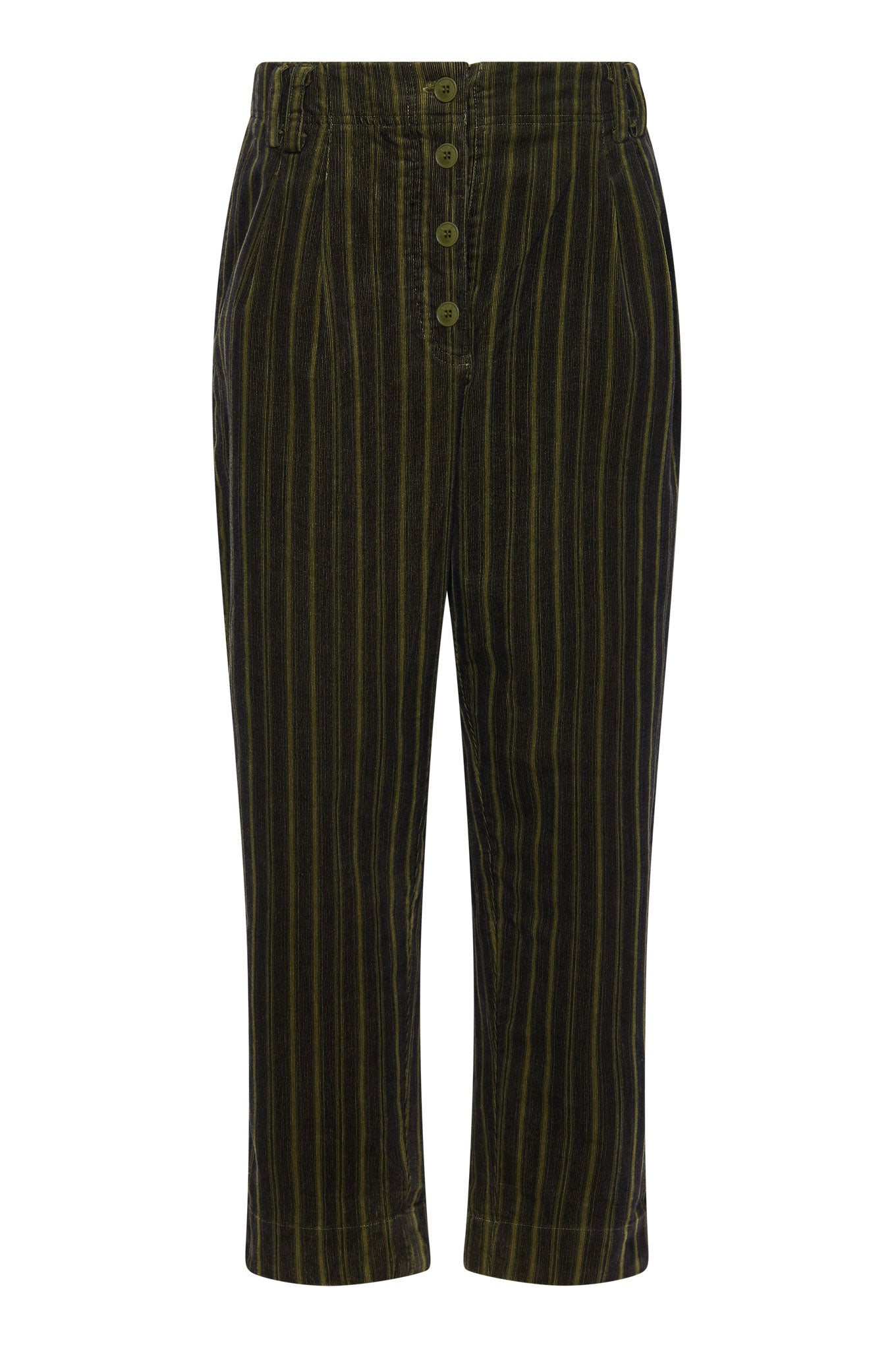 LUGULA - Organic Cotton Needle Cord Truser Black Stripe