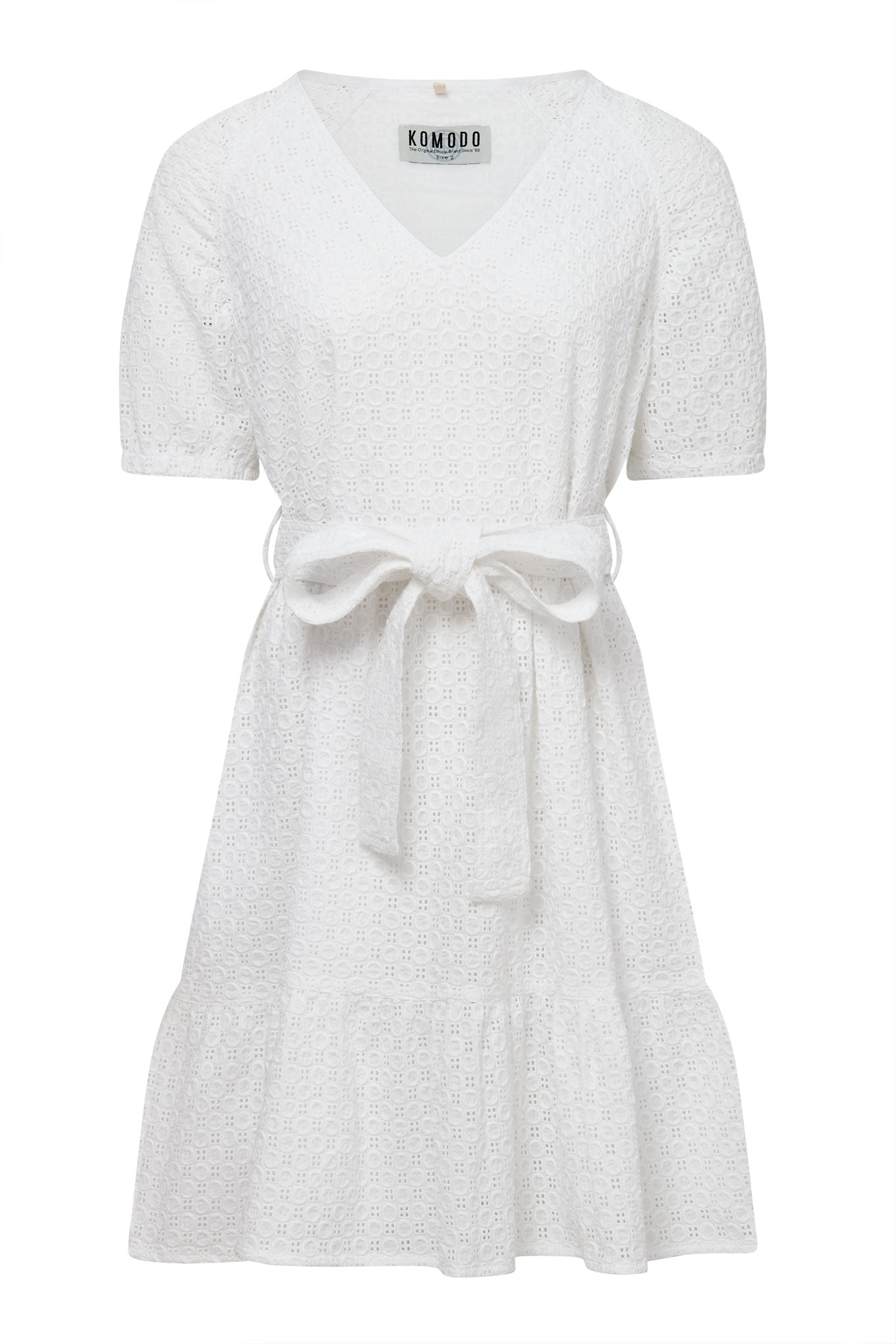 LILIA - Organic Cotton Broiderie Dress White
