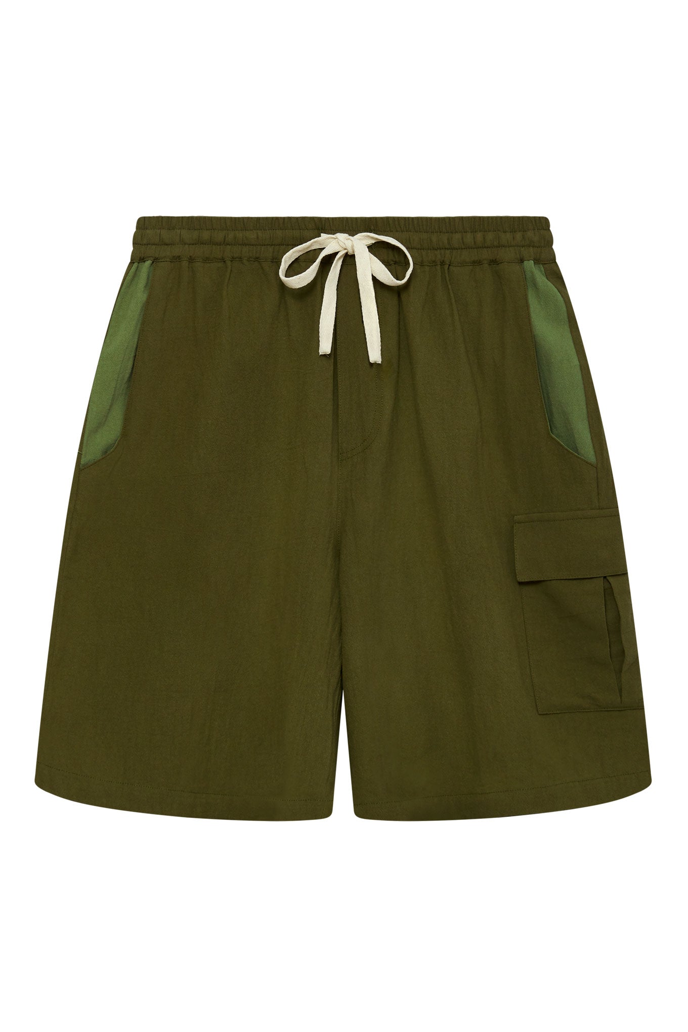 JASPER - Organic Cotton Shorts Green Patchwork