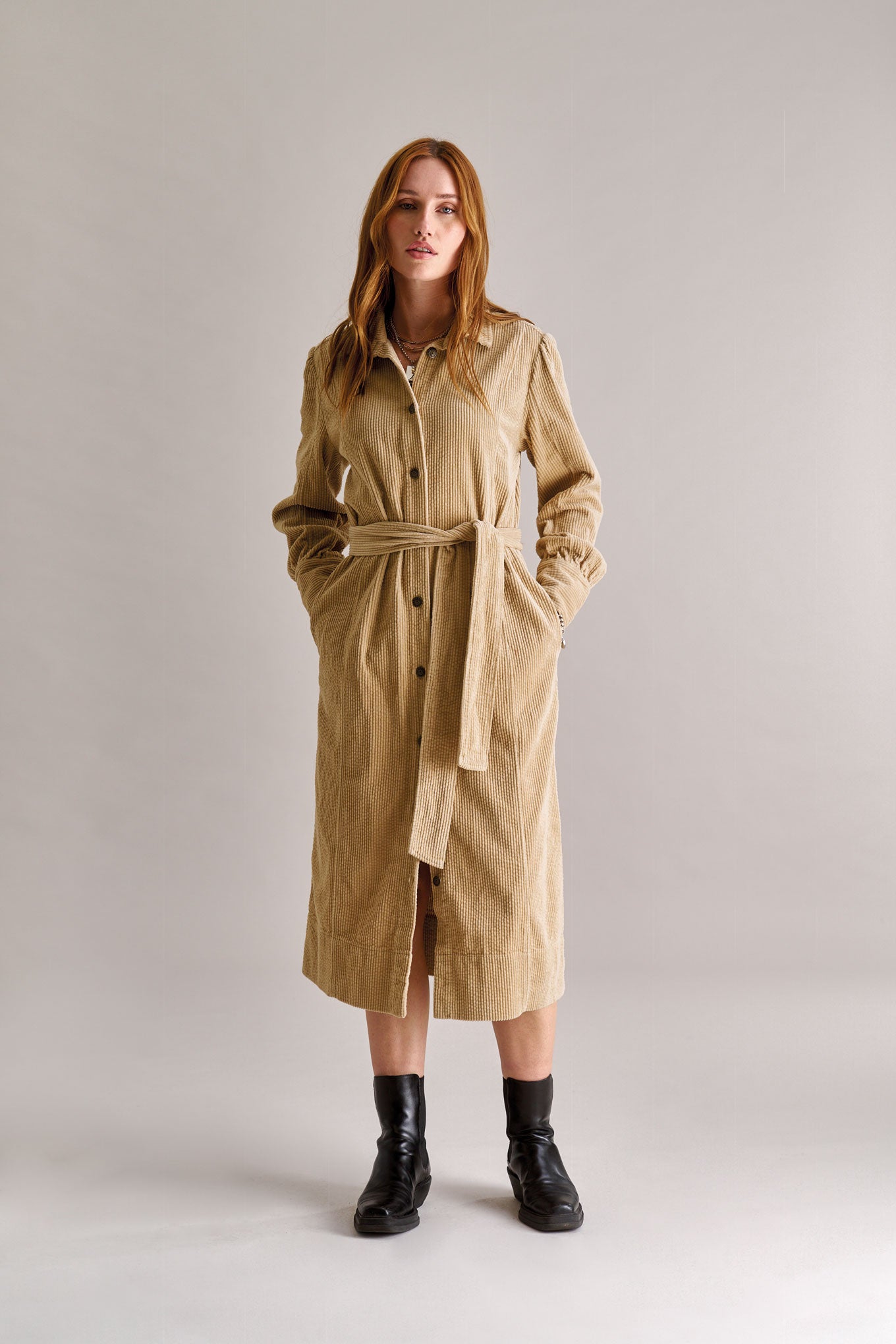 HARITTI Organic Cotton Cord Dress - Croissant