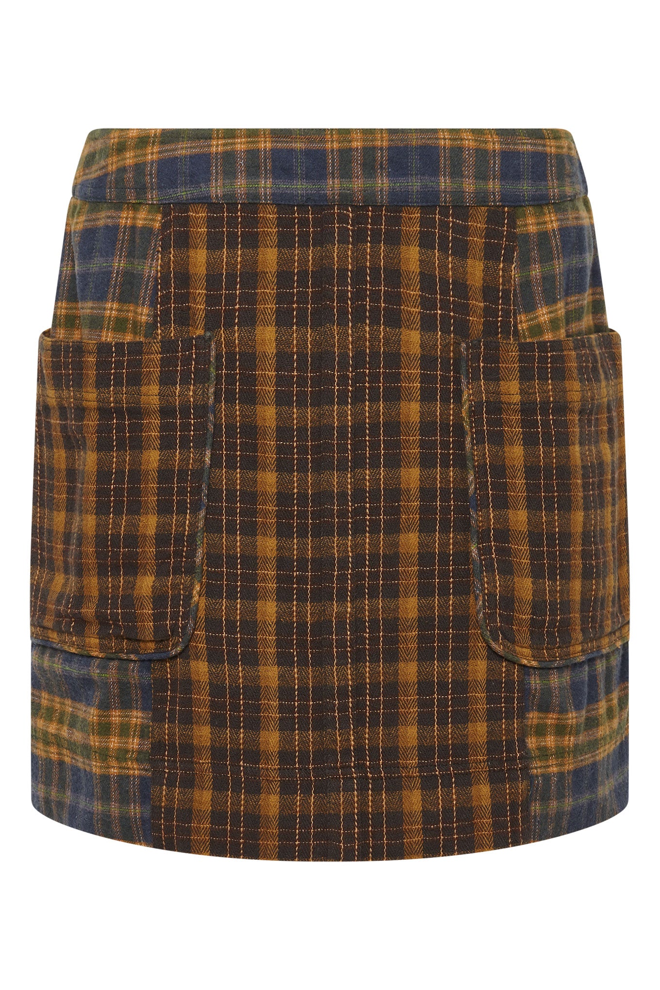 SUKI - Organic Cotton Flannel Miniskirt Patchwork Check