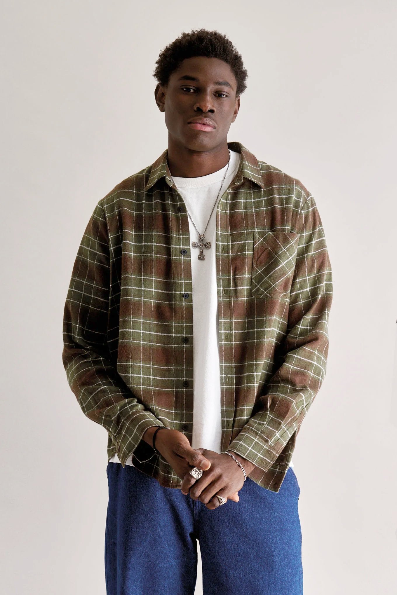 SANTI Organic Cotton Flannel Shirt - Green