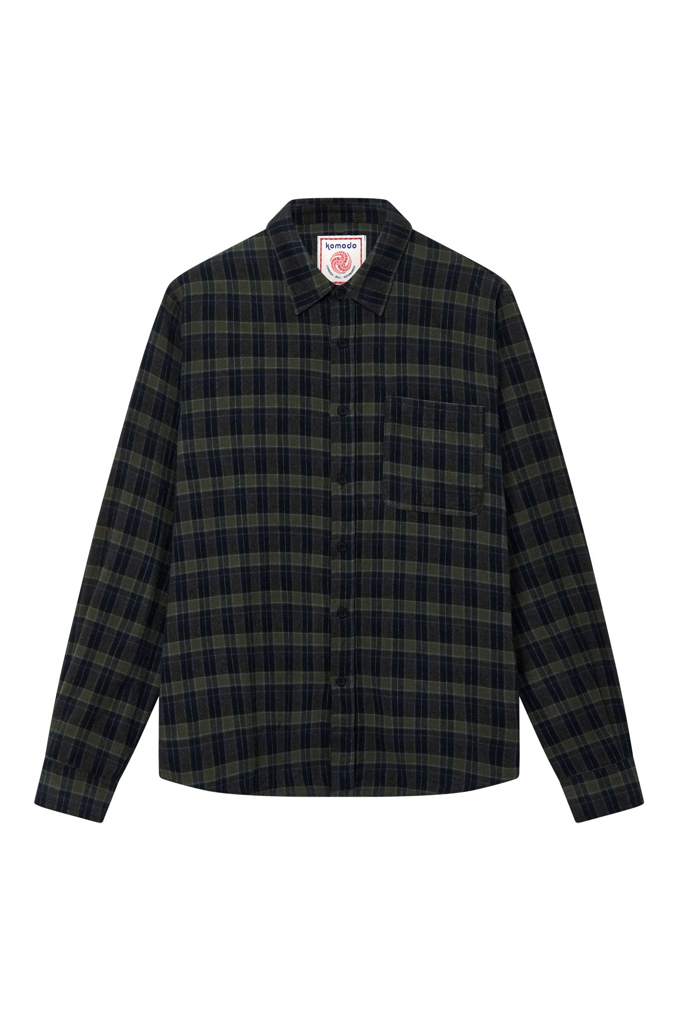 SANTI Organic Cotton Flannel Shirt - Navy Check