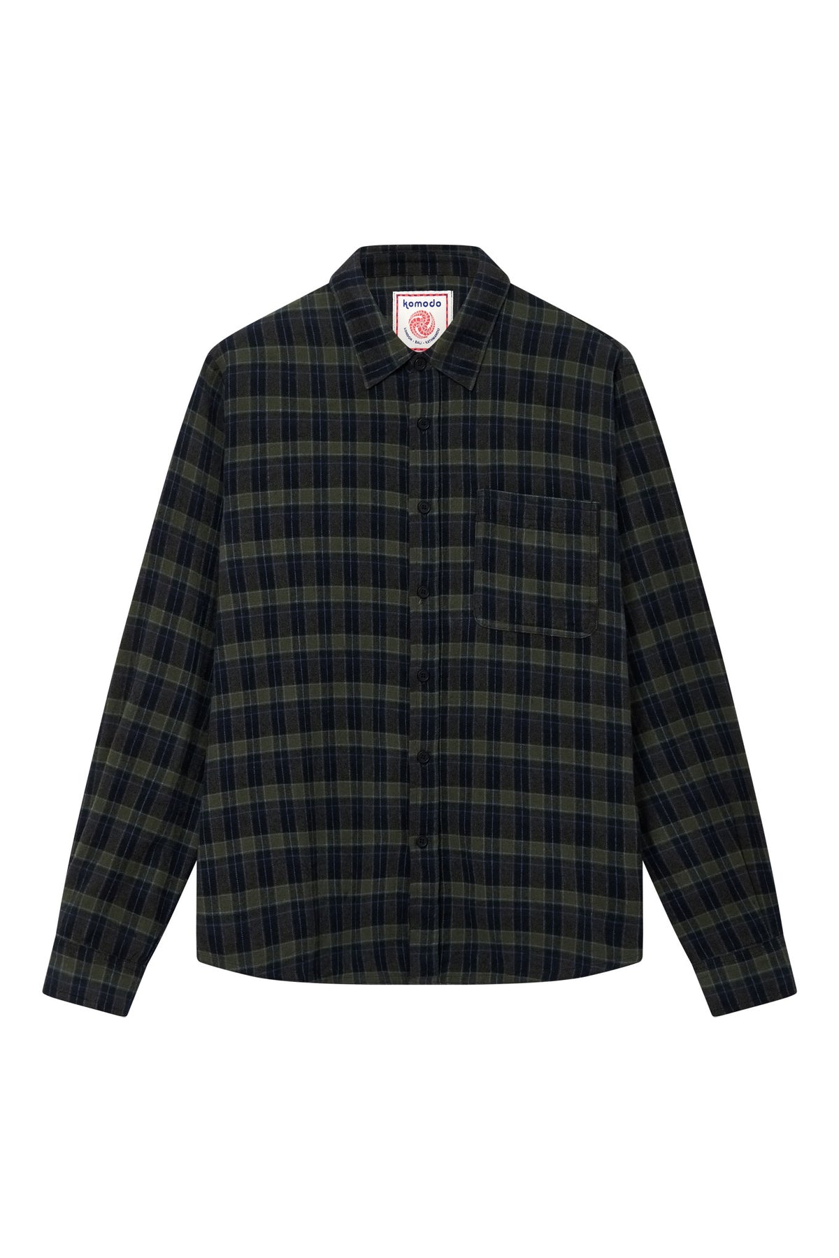 SANTI Organic Cotton Flannel Shirt - Navy Check