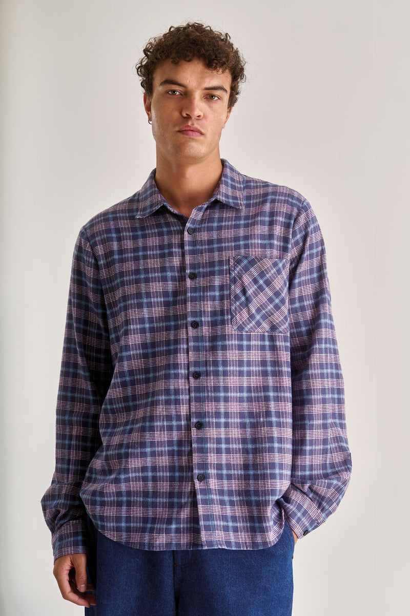SANTI Organic Cotton Flannel Shirt - Purple