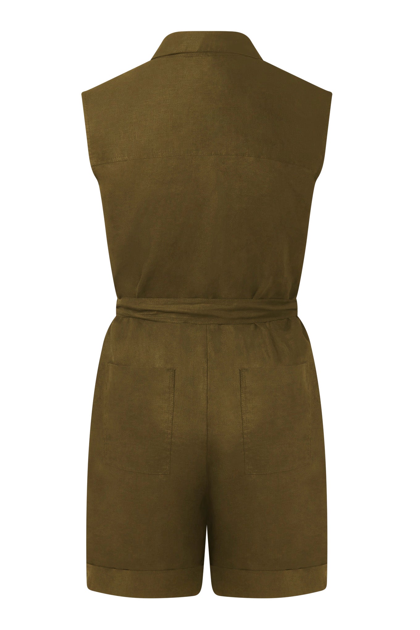 SIENNA - Organic Linen Cotton Playsuit - Khaki