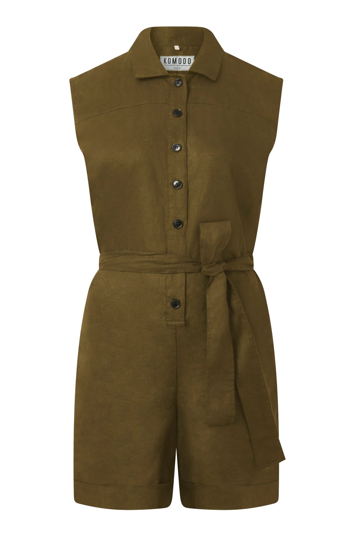 SIENNA - Organic Linen Cotton Playsuit - Khaki