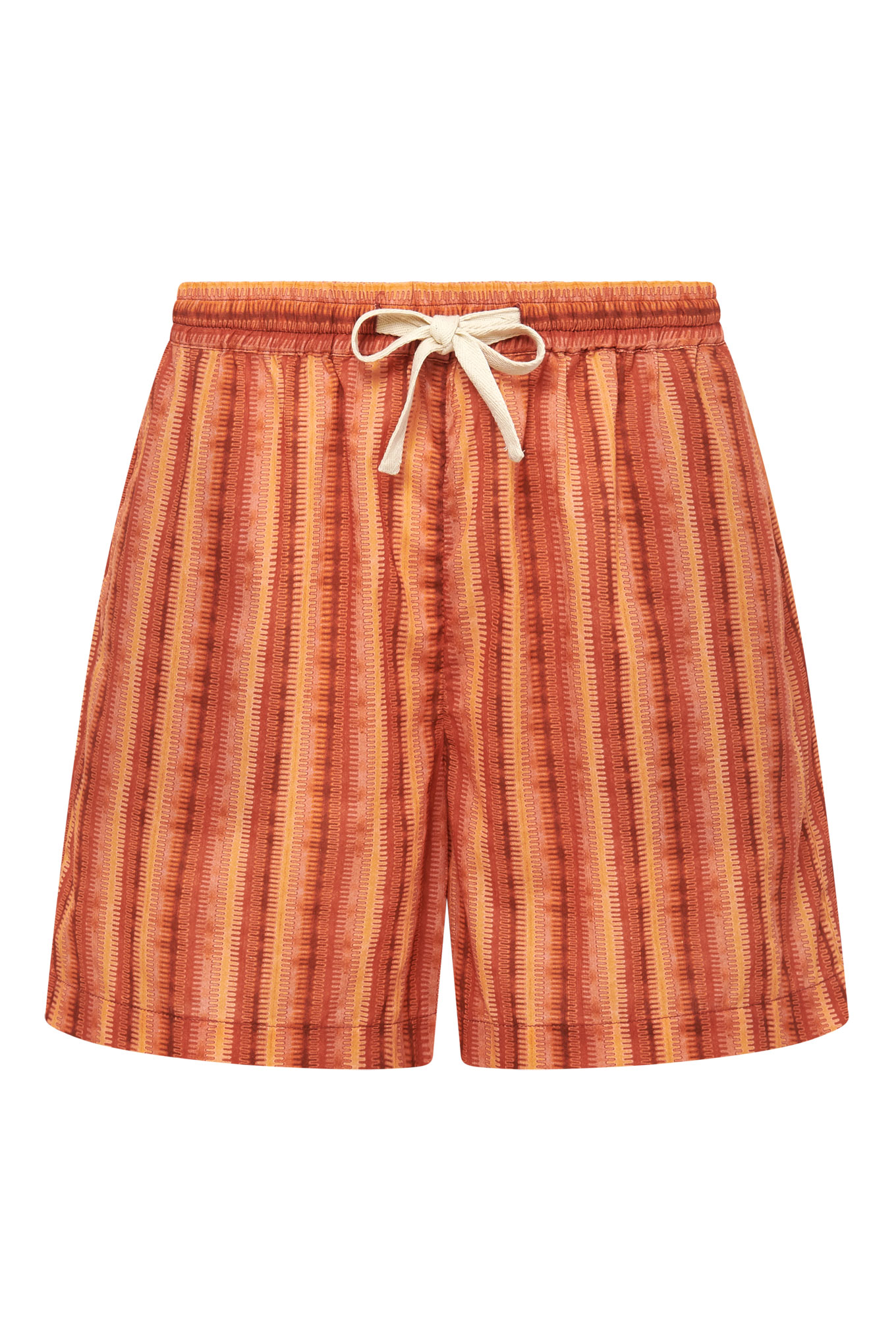 LEAH - Organic Cotton Weave Stripe Peach Shorts