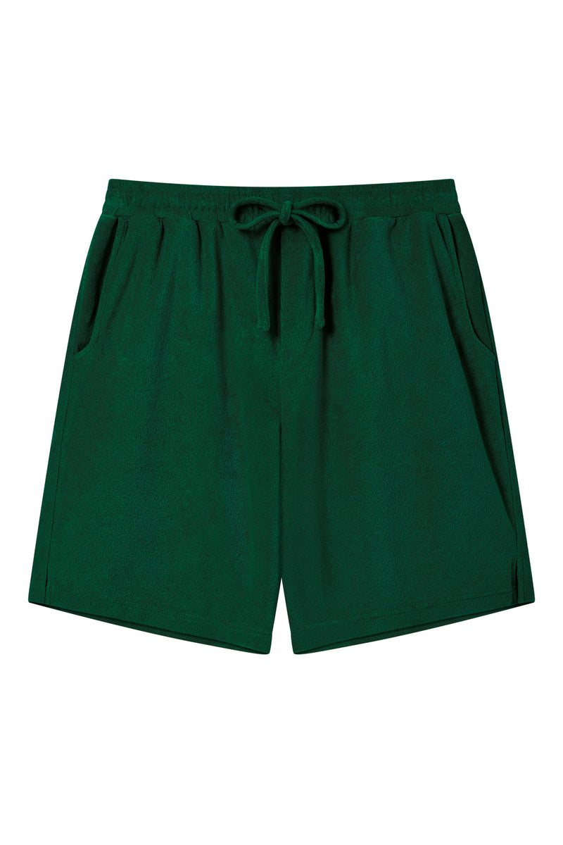 JERRY - Organic Cotton Blend Terry Shorts - Jungle Green