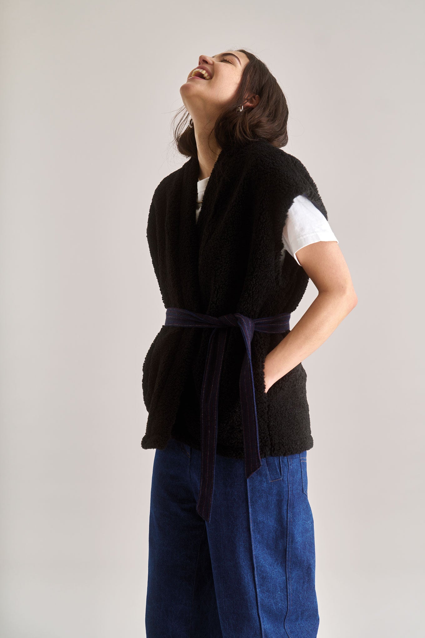 GEORGIE Reversible Recycled Fleece Gilet - Black