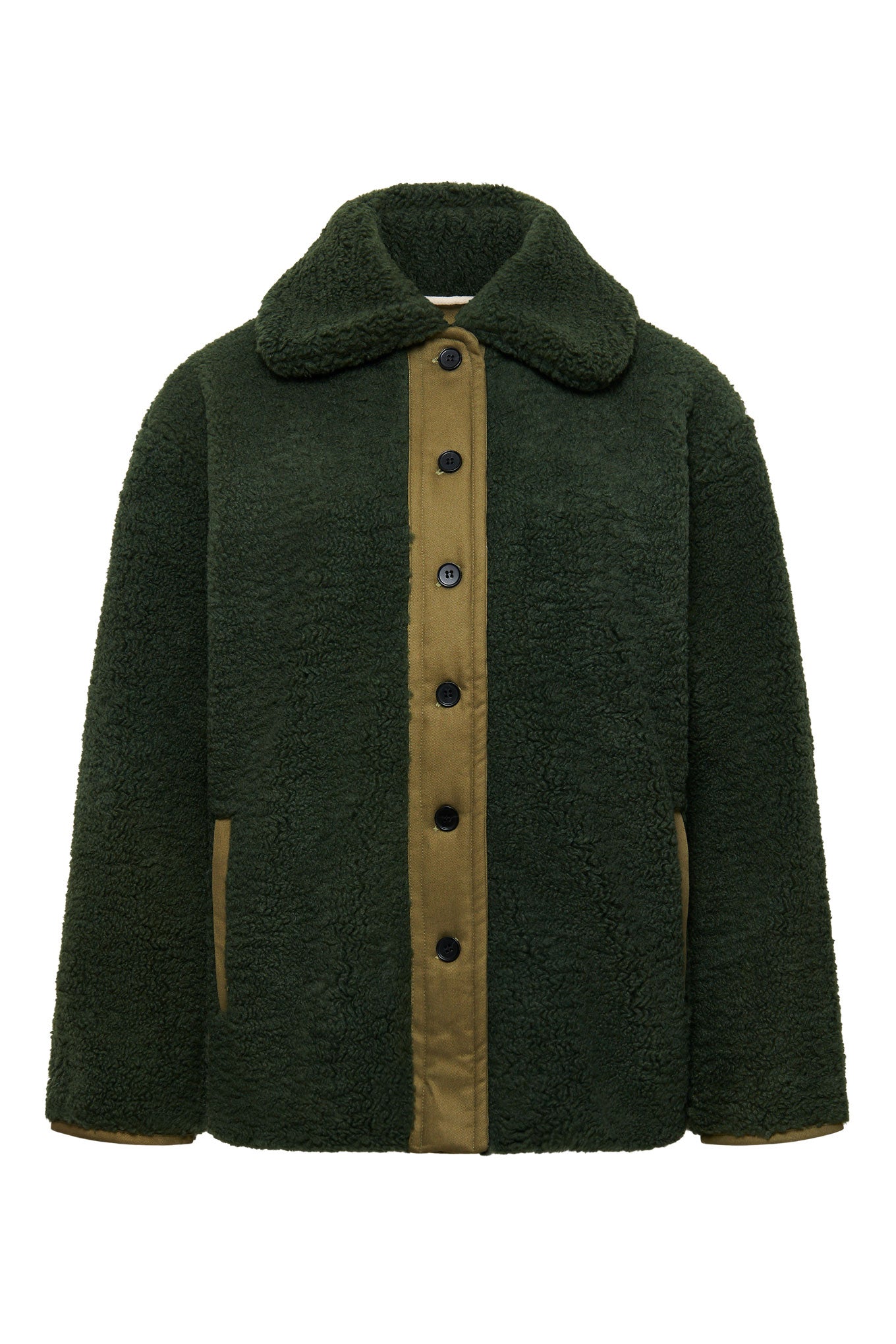 LEXI - Recycled PET Fleece Coat Ivy Green