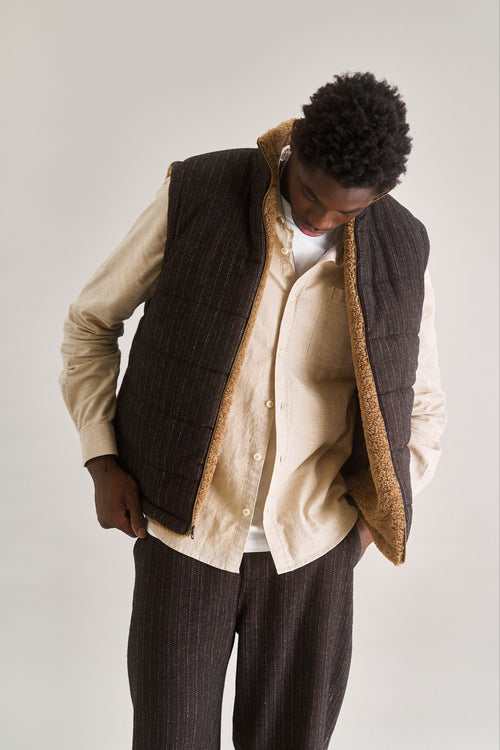 CHRIS Reversable Fleece Gillet - Mink