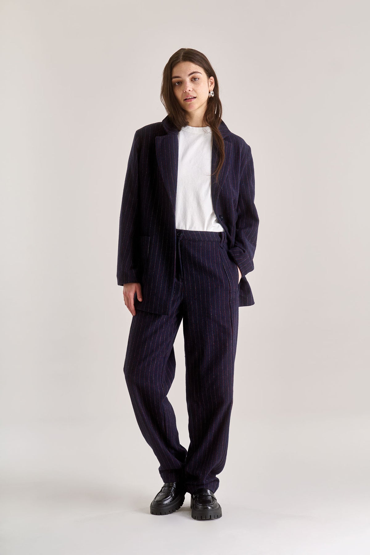 MADDIE Recycled Poly Wool Trouser - Navy