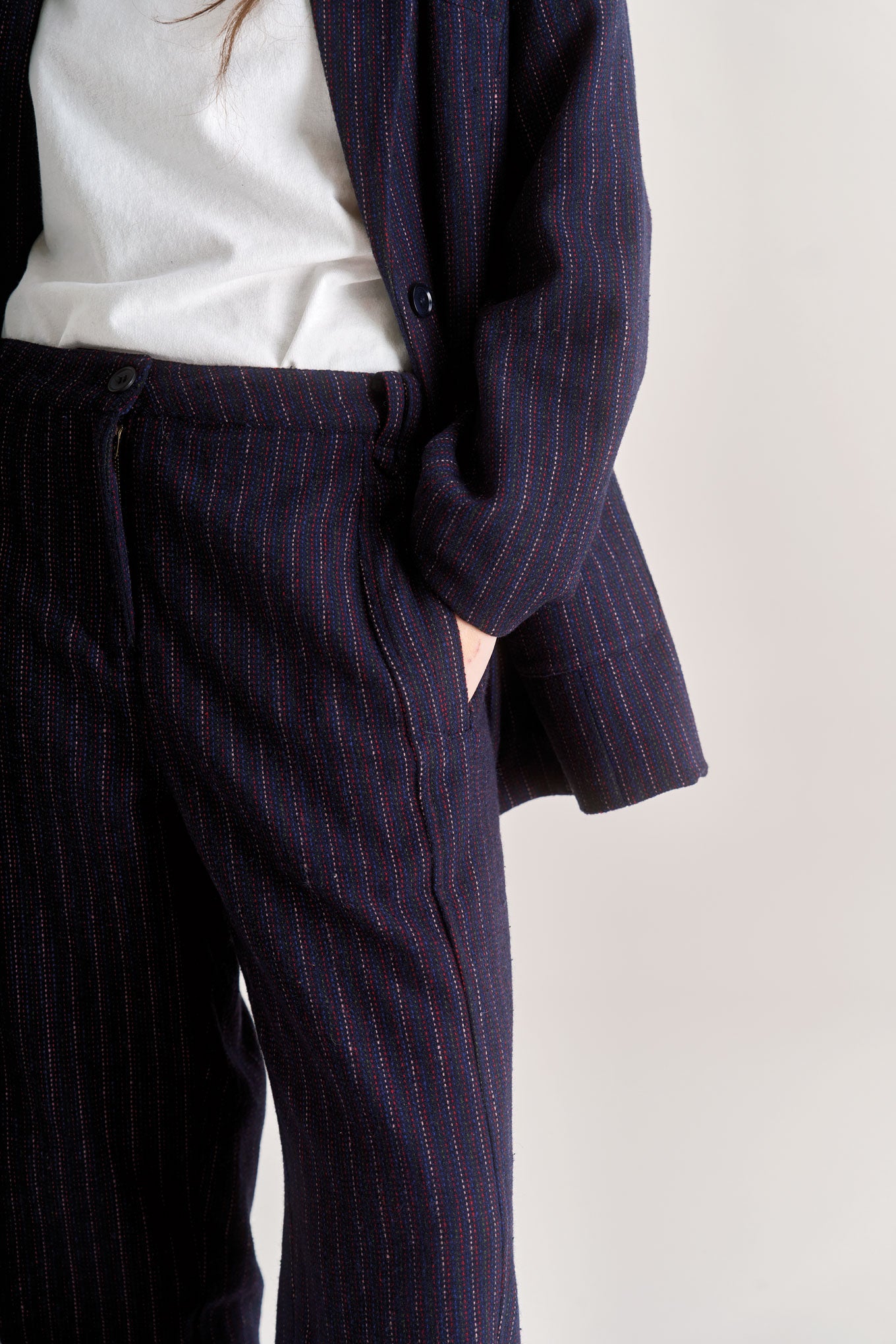 MADDIE Recycled Poly Wool Trouser - Navy