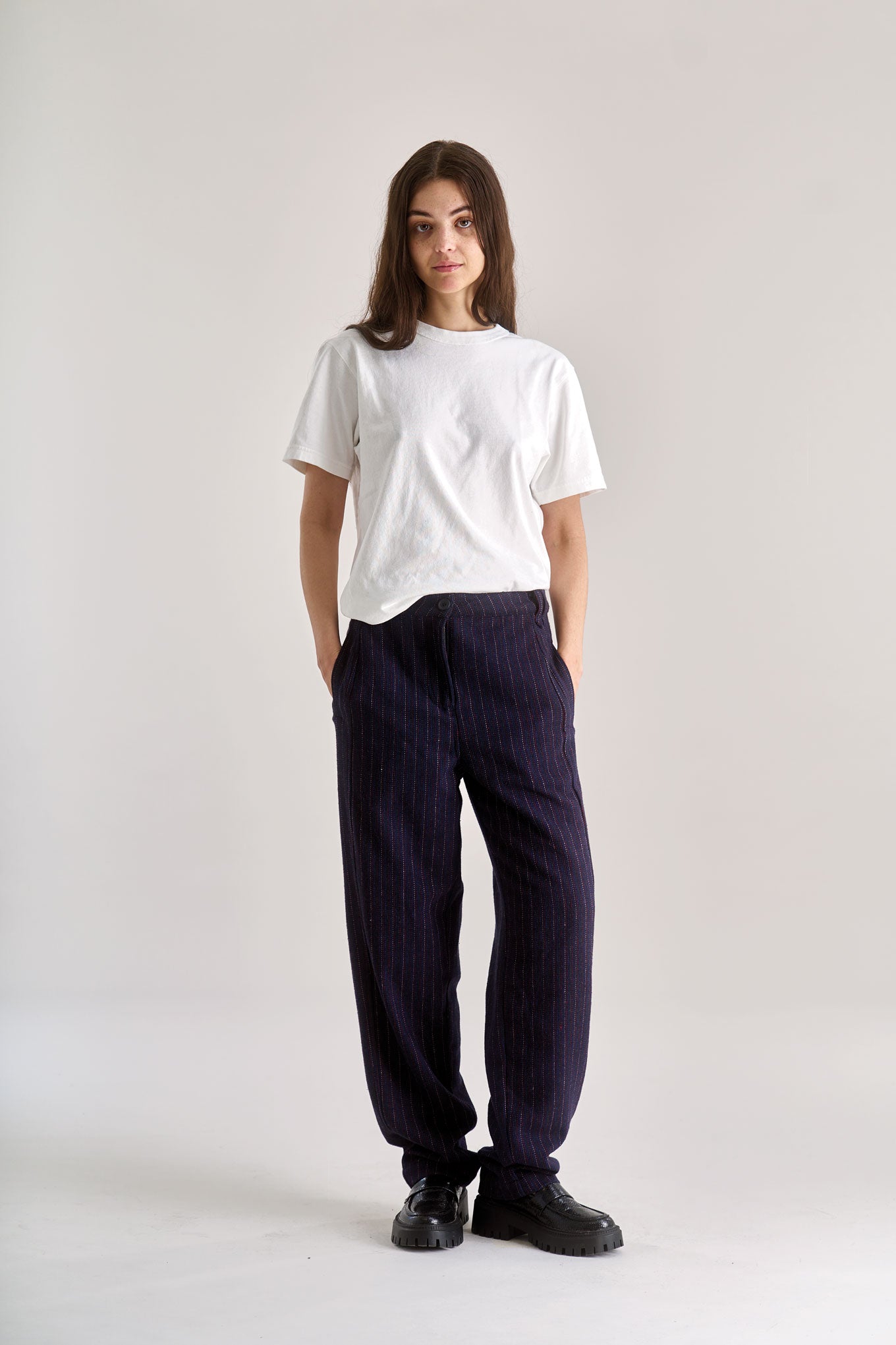 MADDIE Recycled Poly Wool Trouser - Navy