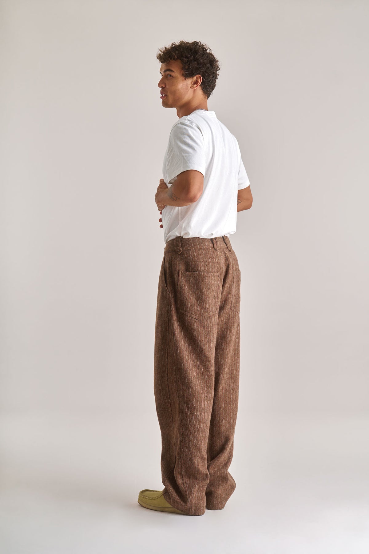 MAKULU Recycled Poly Wool Blend Trouser- Biscuit