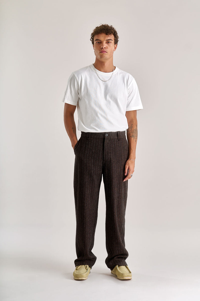 MAKULU Recycled Poly Wool Blend Trouser- Walnut