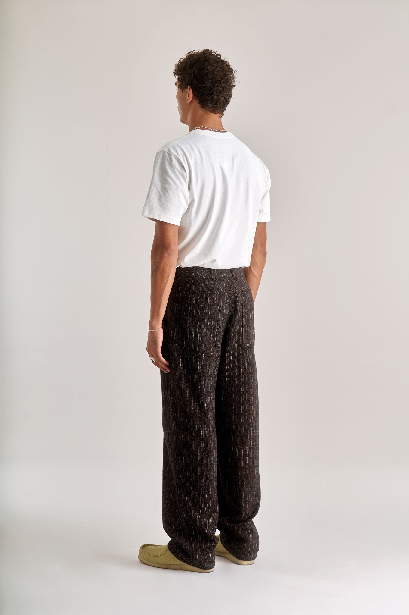 MAKULU Recycled Poly Wool Blend Trouser- Walnut
