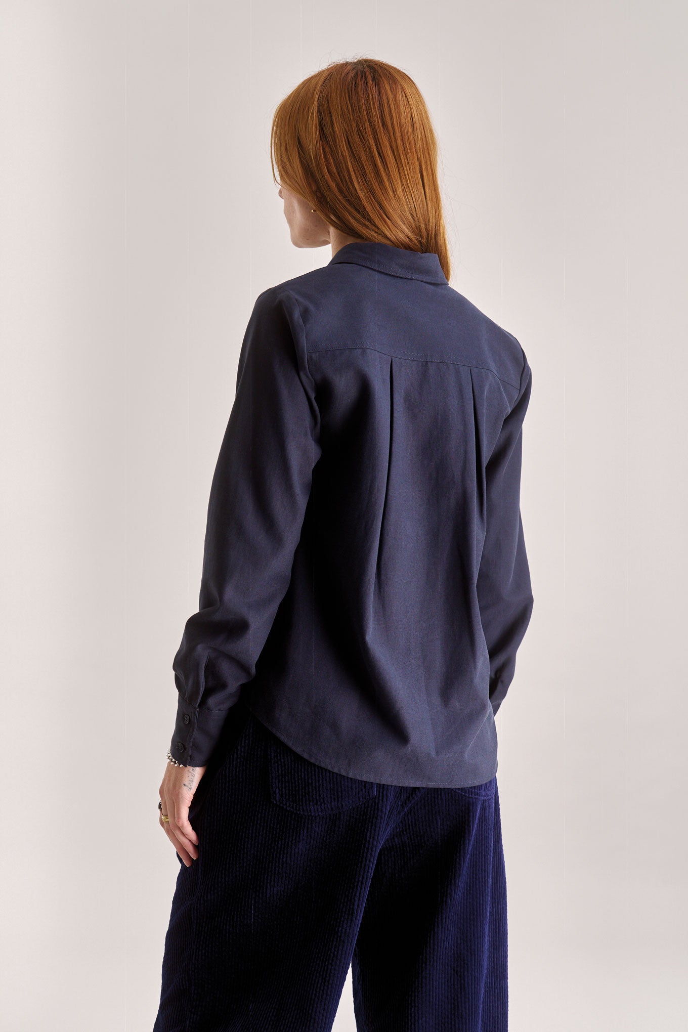 KENJI Cotton Tencel Shirt - Navy