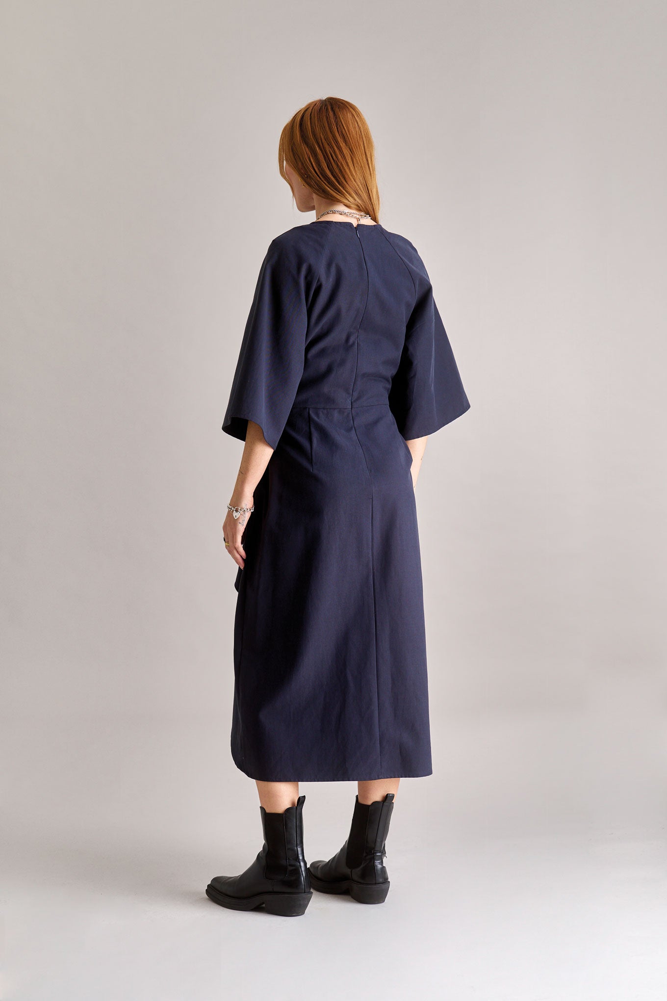 VIVIENNE Cotton Tencel Dress - Navy