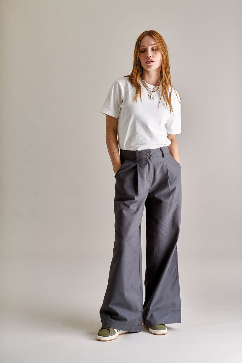 SOFIA Cotton Tencel Trouser - Grey