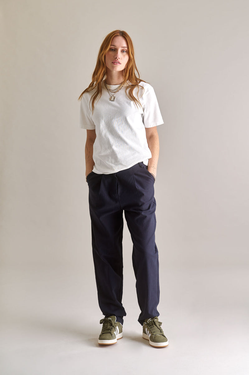 LYLA Cotton Tencel Trouser - Navy