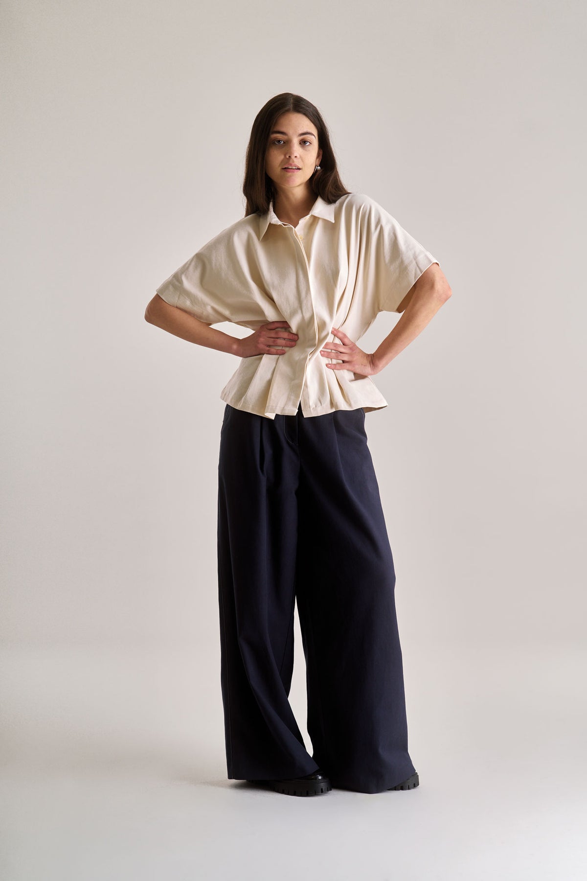 AMALIE Cotton Tencel Top - Cream