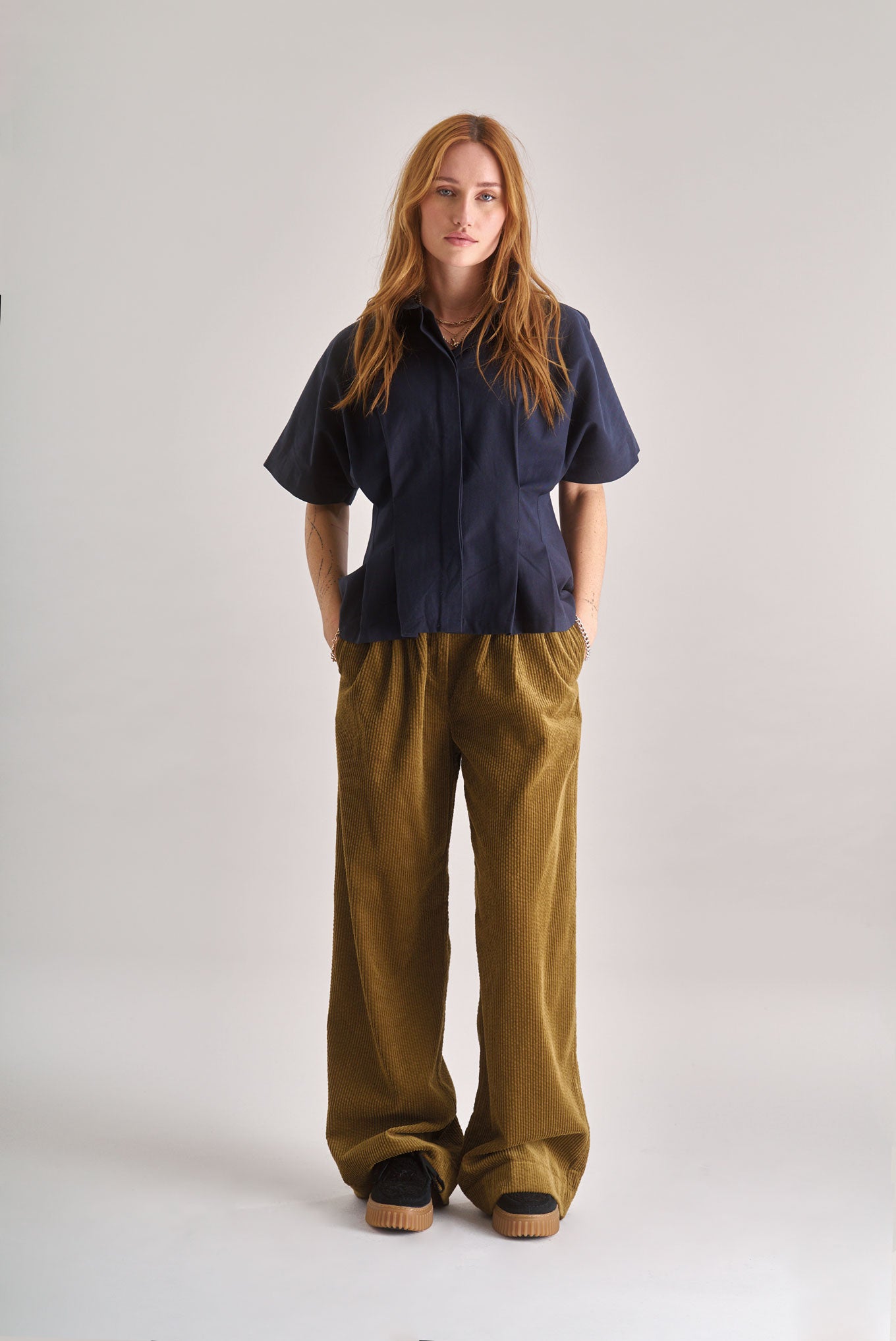 LOLA Organic Cotton Cord Trouser - Olive