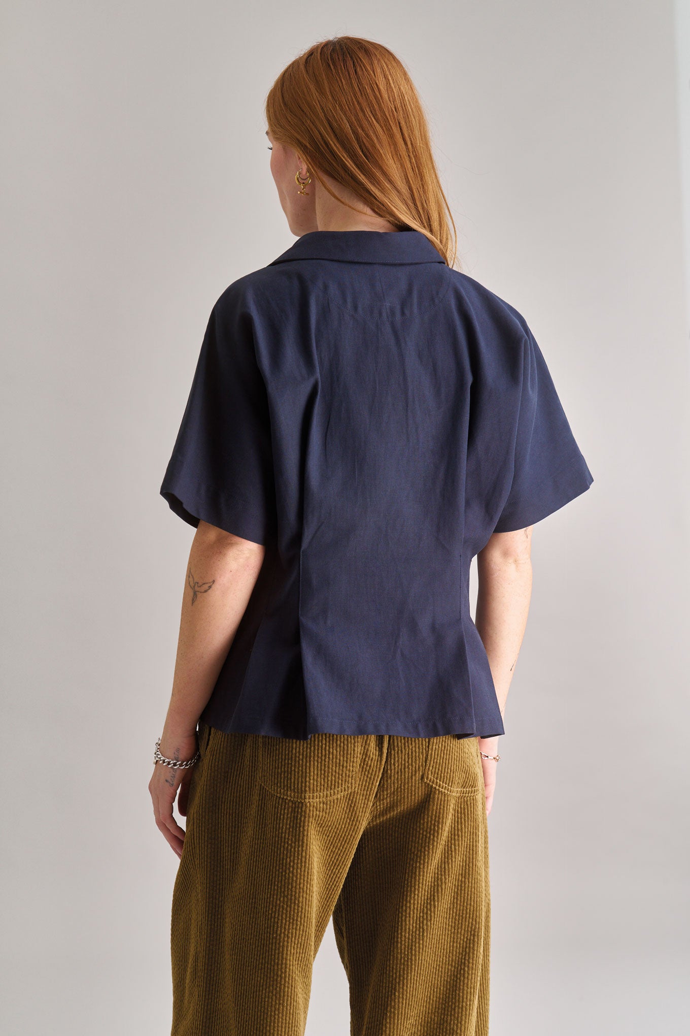 AMALIE Cotton Tencel Top - Navy