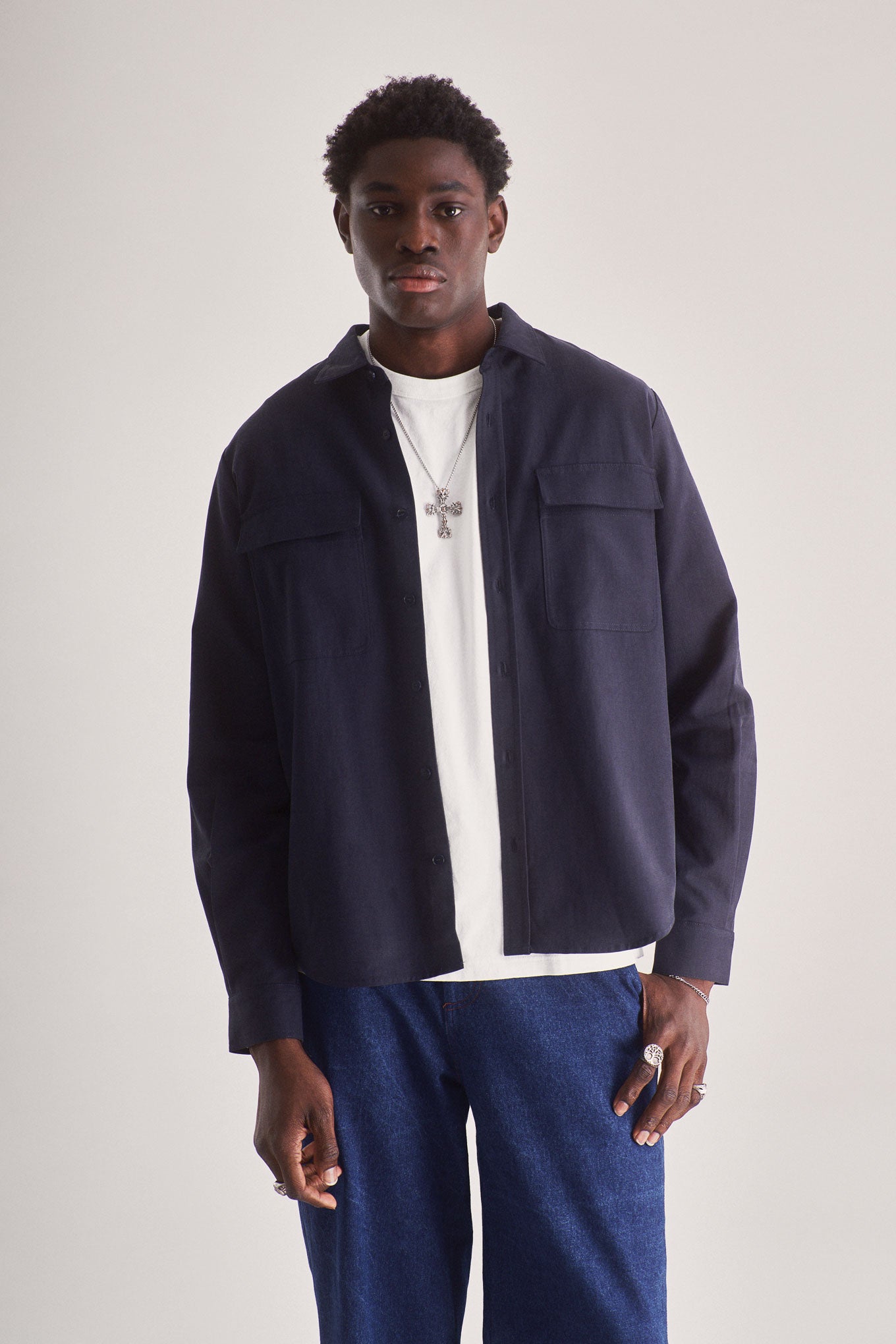 ARC Cotton Tencel Blend Shirt - Navy