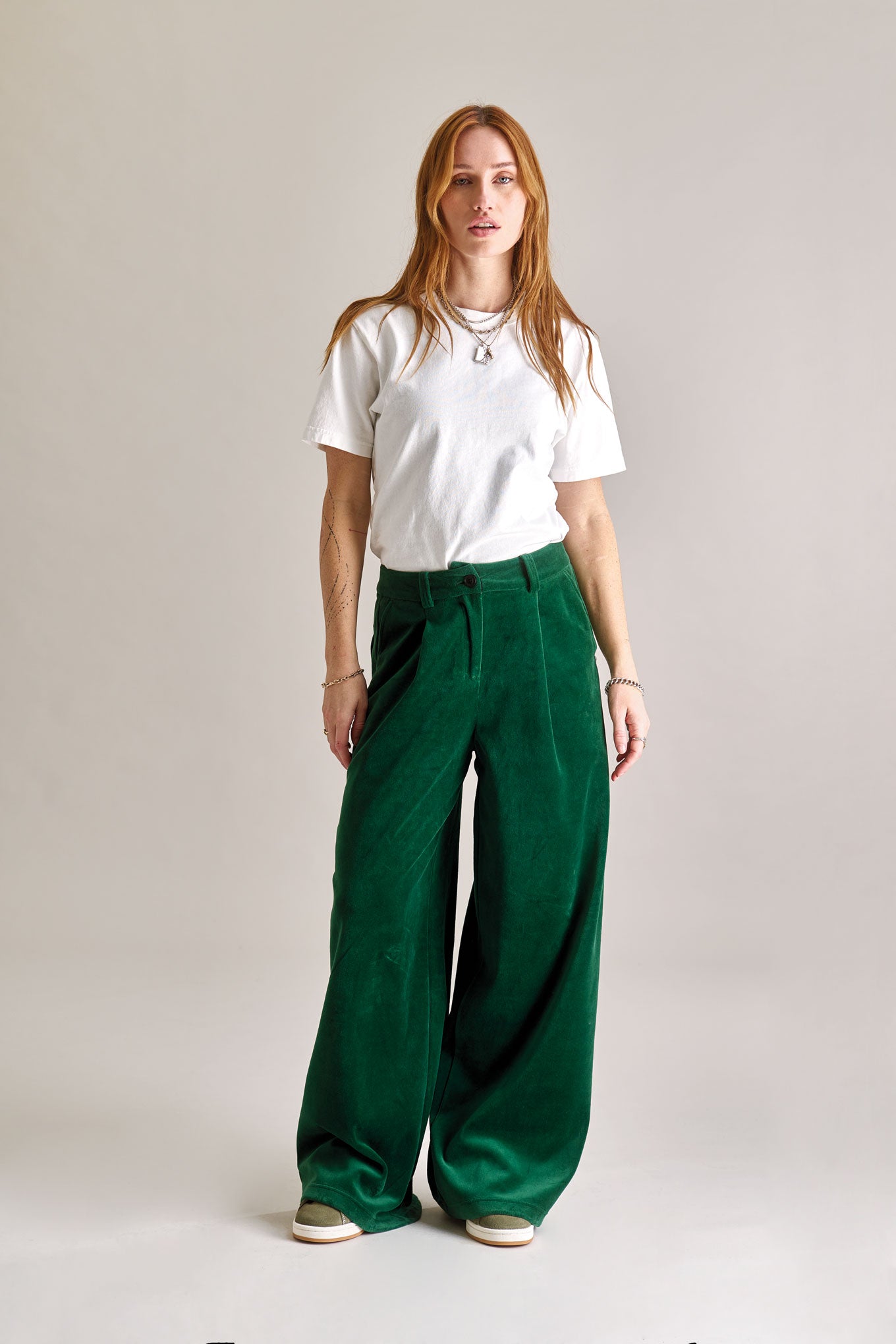 SOFIA Velvet Trouser - Green