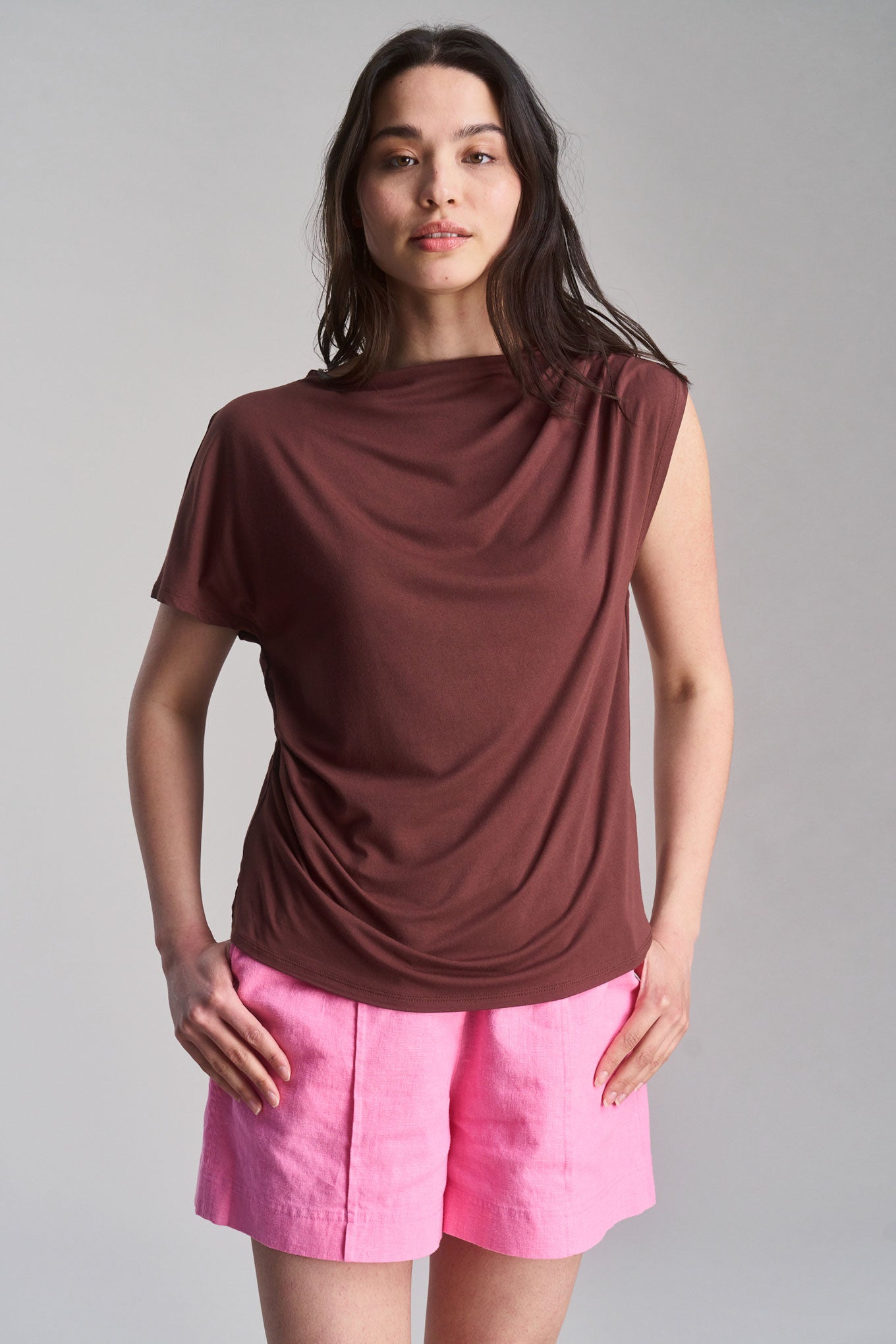 CATE - Modal Jersey Top - Chocolate